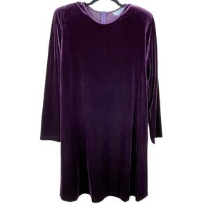Vintage Haley Michaels Purple Velvet Shift Y2K Dress Size Medium